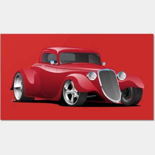 Custom American Red Hot Rod Car Posters and Art